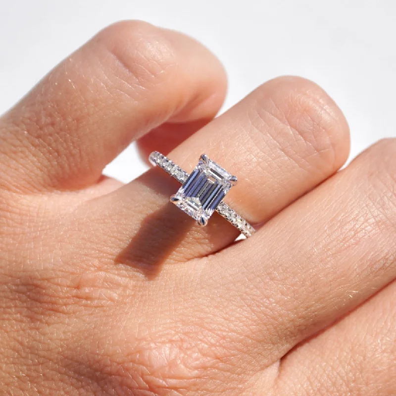 Jewelry Clearance Event – Stock Up Before It's Over 1.71 Emerald Lab Diamond Engagement Ring with Hidden Halo