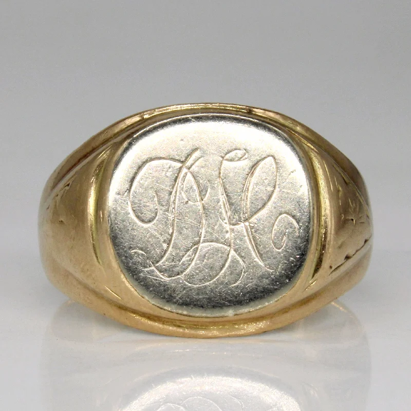 Dainty And Elegant Jewelry Now At Reduced Prices 10k Two Tone Gold Signet Ring | SZ 9.5 |