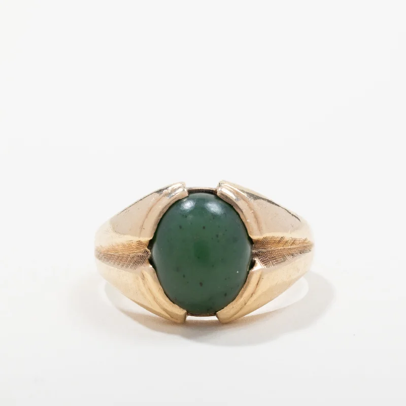 Elegant Jewelry Styles At Budget-Friendly Prices 10k Yellow Gold Nephrite Jade Solitaire Ring | SZ 10
