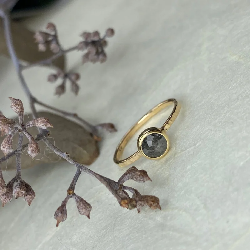 Exclusive Jewelry Sale Event – Shop Now 14k Yellow Gold Gray Rose Cut Diamond Ring