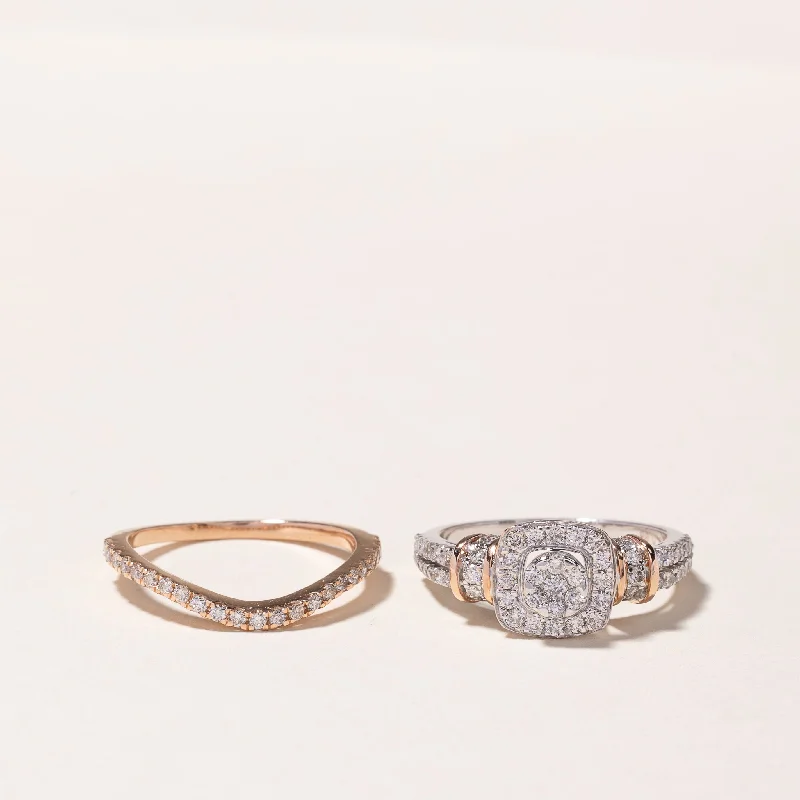 Limited-Stock Jewelry Clearance – Grab Your Favorites Now 14k White & Rose Gold Diamond Wedding Ring Set | 1.03ctw | SZ 6.25