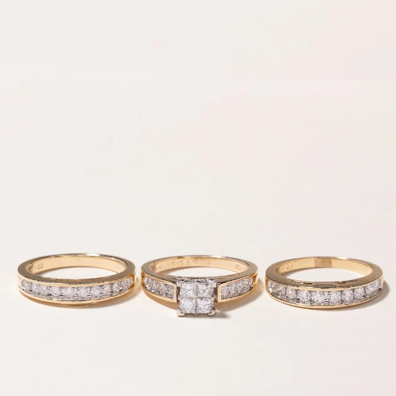 Exclusive Online Discounts On Stylish Jewelry 14k Yellow Gold Diamond Wedding Ring Set | 1.43ctw | SZ 6.25