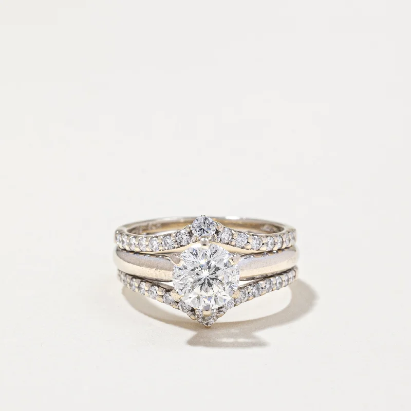Affordable Gold-Plated Jewelry For Modern Fashion 14k White Gold Diamond Engagement and Wedding Ring Set | 1.12ct, 0.40ctw | SZ 5