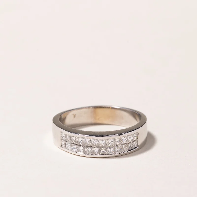 Get The Sparkle You Love At Prices You Adore 14k White Gold Double Rows Diamond Band | 0.57ctw | SZ 7.5