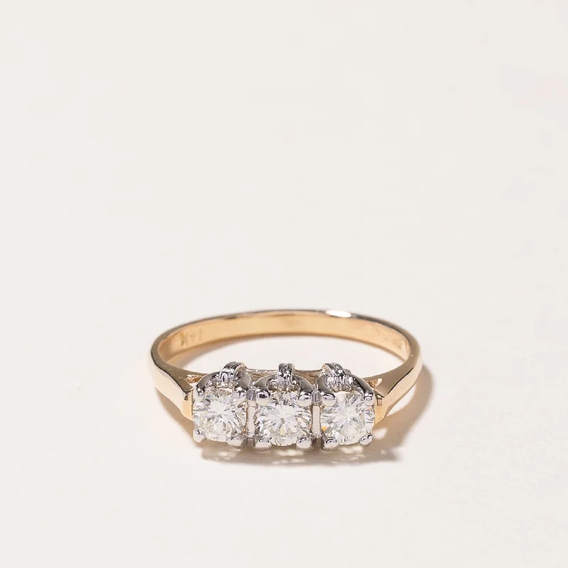 Shop Dazzling Jewelry At The Best Prices 14k Yellow Gold Three Stones Diamond Ring | 1.00ctw | SZ 5.25