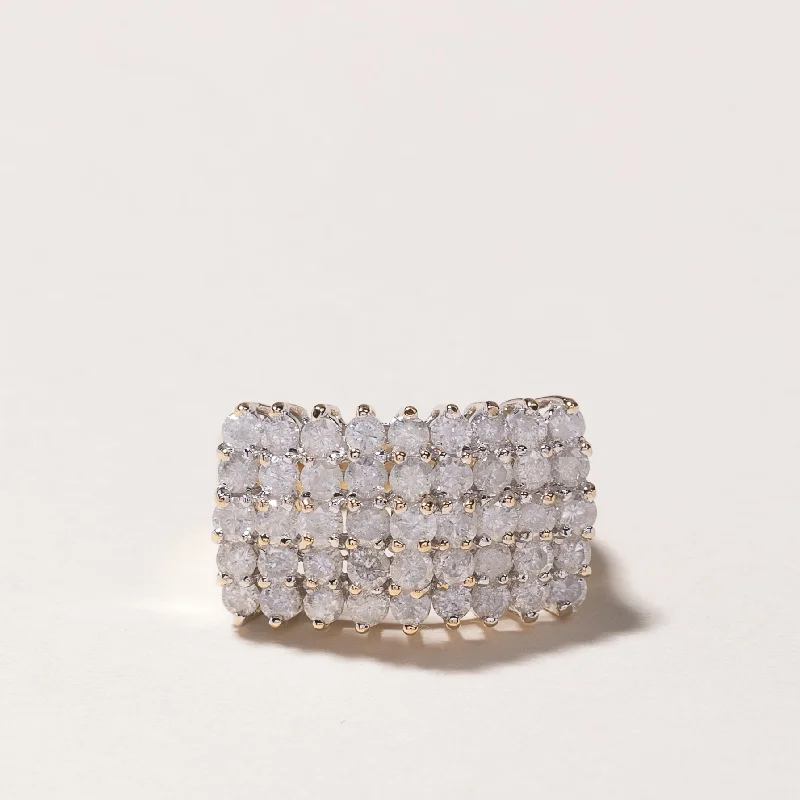 Get Ready To Sparkle – Special Jewelry Discounts 14k Yellow Gold 5 Row Diamond Ring | 2.00ctw | SZ 6.5