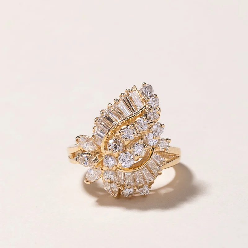 Once-A-Year Jewelry Sale – Grab Your Favorites Now 14k Yellow Gold Cluster Diamond Ring | 1.12ctw | SZ 4