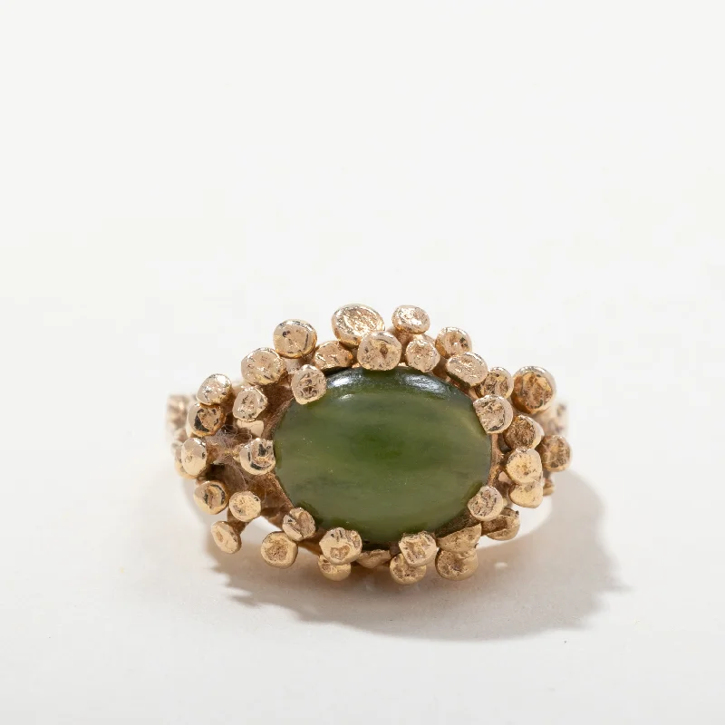 Special Offers On Handcrafted And Designer Jewelry 14k Yellow Gold Nephrite Jade Ring | SZ 4.5