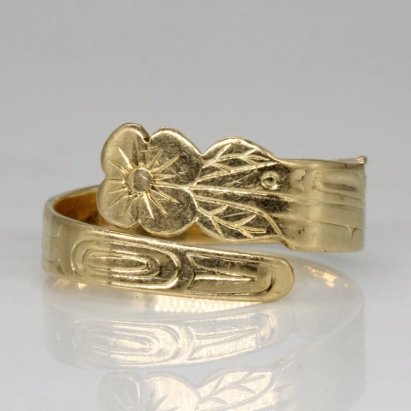 Limited Stock On Premium Jewelry At Low Prices 14k Yellow Gold Indigenous Art Ring | SZ 10.5 |