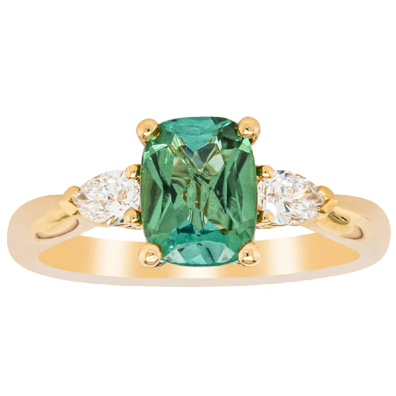 Shop Dazzling Jewelry At The Best Prices 18ct Yellow Gold 1.25ct Green Tourmaline & Diamond Ayla Ring