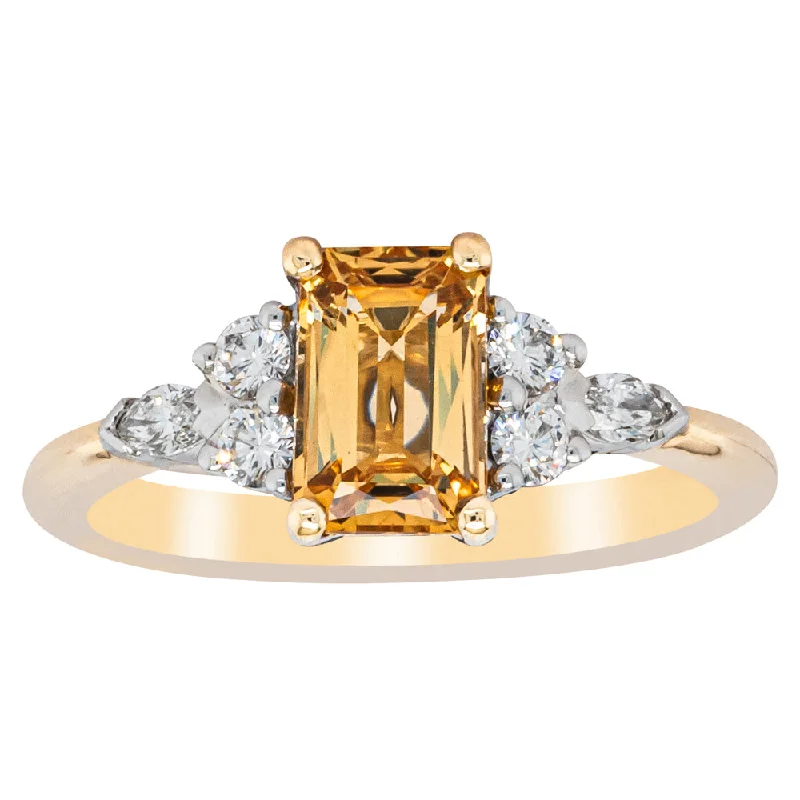 Shop Trending Jewelry With Exclusive Savings 18ct Yellow Gold 1.40ct Golden Sapphire & Diamond Oriana Ring
