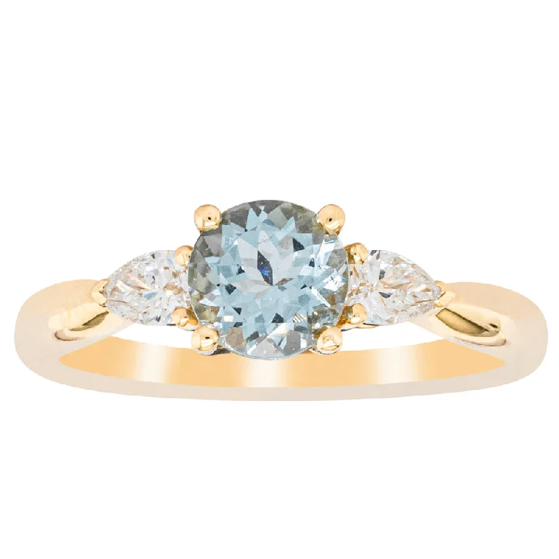 Luxury Jewelry Without The Luxury Price Tag 18ct Yellow Gold .75ct Aquamarine & Diamond Ayla Ring
