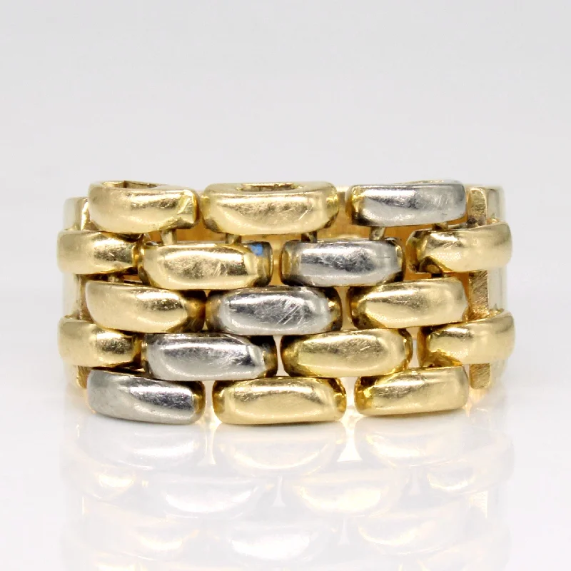 Romantic Heart-Shaped Jewelry For Special Gifts 18k Two Tone Gold Panther Chain Link Ring | SZ 8 |