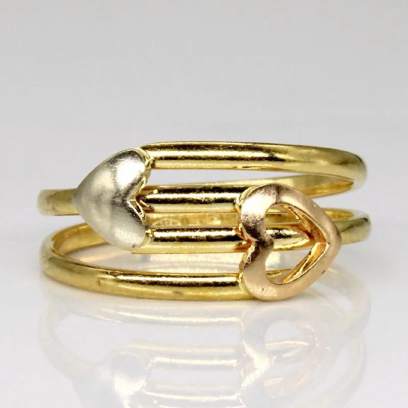 Seasonal Jewelry Deals – Elevate Your Style 18k Two Tone Gold Heart Ring | SZ 6.25 |