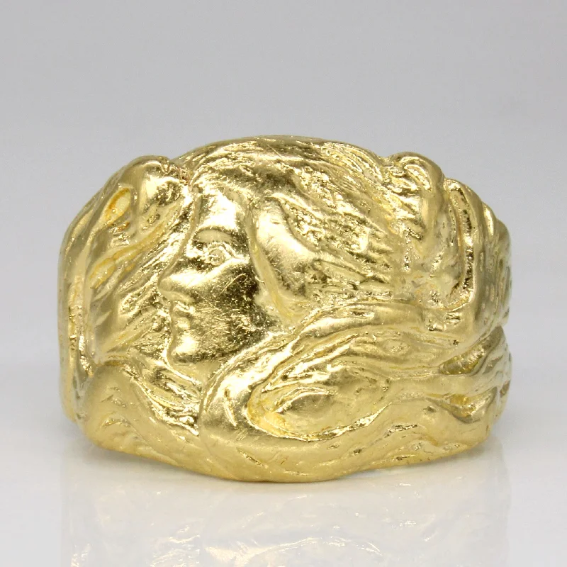 Fashion-Forward Jewelry At Incredible Prices 18k Yellow Gold Portrait Ring | SZ 8.25 |