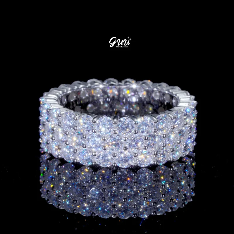 Affordable Luxury Jewelry For Every Occasion 925S & VVS Moissanite 3-Row Eternity Ring White Gold
