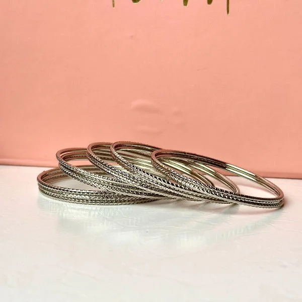 Waterproof Stainless Steel Jewelry For Lasting Beauty Mehar Bangles (Silver)