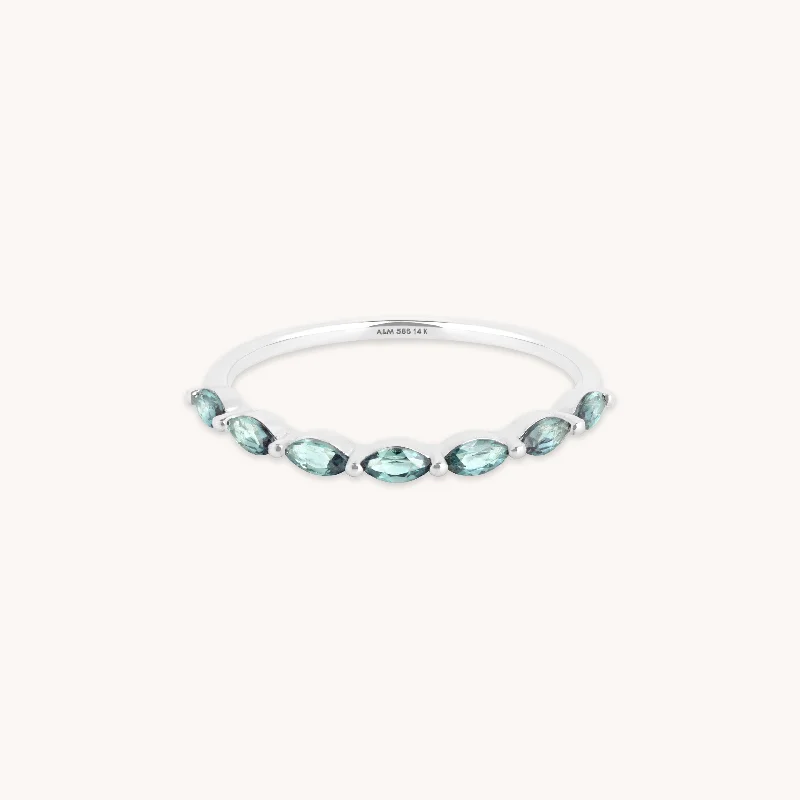 Limited-Stock Jewelry Sale – Once It's Gone, It's Gone Alexandrite Marquise Band Ring in Solid White Gold