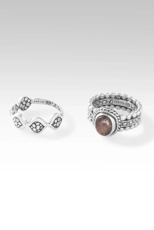 Premium Diamond Jewelry For Unforgettable Moments Be Humble Ring Set of 2™ in Copper Rutilated Quartz