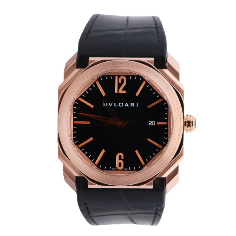 Fashion-Forward Geometric Jewelry For Contemporary Style Bvlgari Octo 41mm Rose Gold Black Dial Ref# 102250 BGO P 41 G