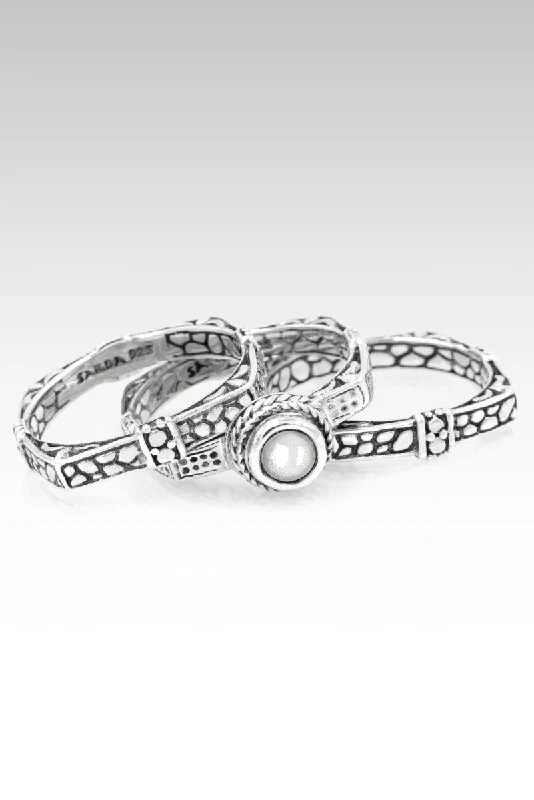 Luxury Jewelry Sale – Sparkle For Less Chosen Worthy Loved Ring Set of 3™ in White Pearl