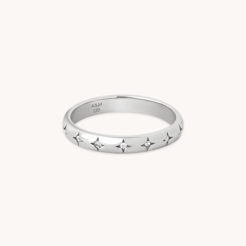 Buy More, Save More On Stunning Jewelry Designs Cosmic Star Band Ring in Silver