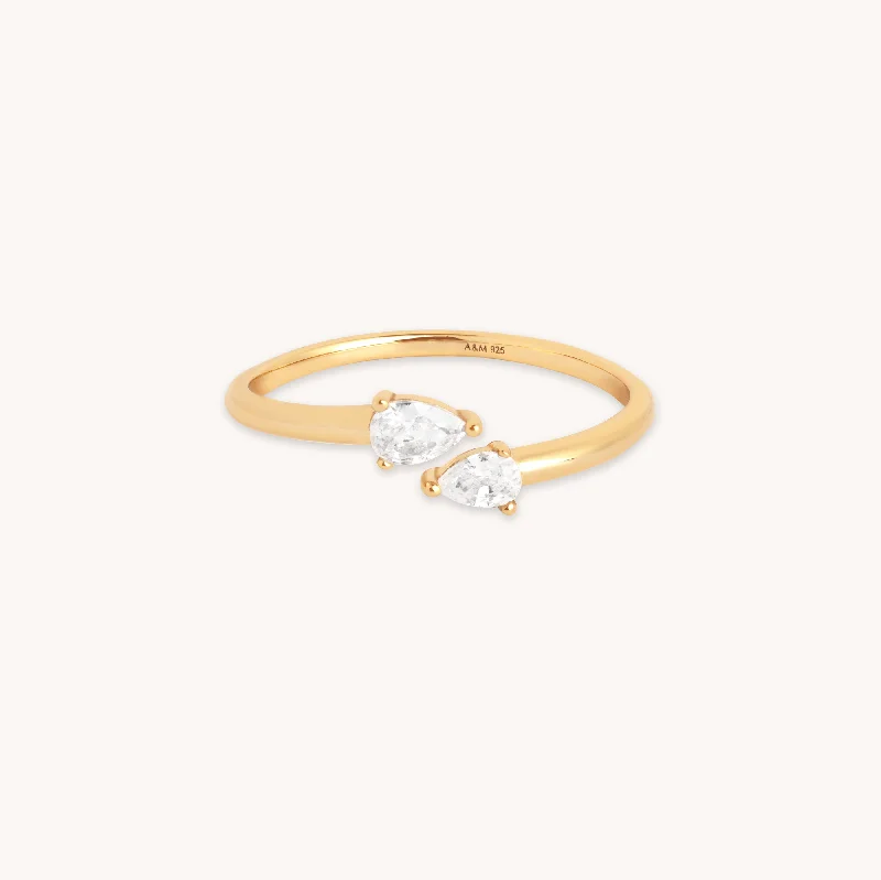 Your Dream Jewelry At Dream Prices Crystal Pear Open Ring in Gold