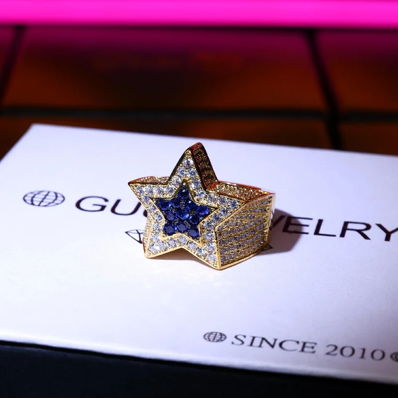 Special Deals On Handcrafted And Designer Jewelry CZ Gold-Plated Copper Five-pointed Star Ring