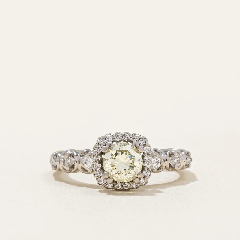 Discounted Jewelry For A Glamorous Look Diamond Halo Engagement Ring | 0.68ctw | SZ 4.25 |