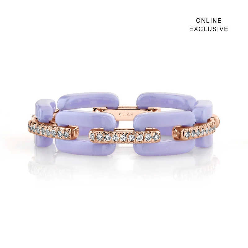 Buy More, Save More On Stunning Jewelry Pieces DIAMOND PAVE LAVENDER CERAMIC MINI DECO LINK RING