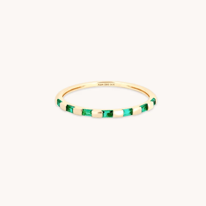 Jewelry Clearance Event – Stock Up Before It's Over Emerald Baguette Band Ring in Solid Gold