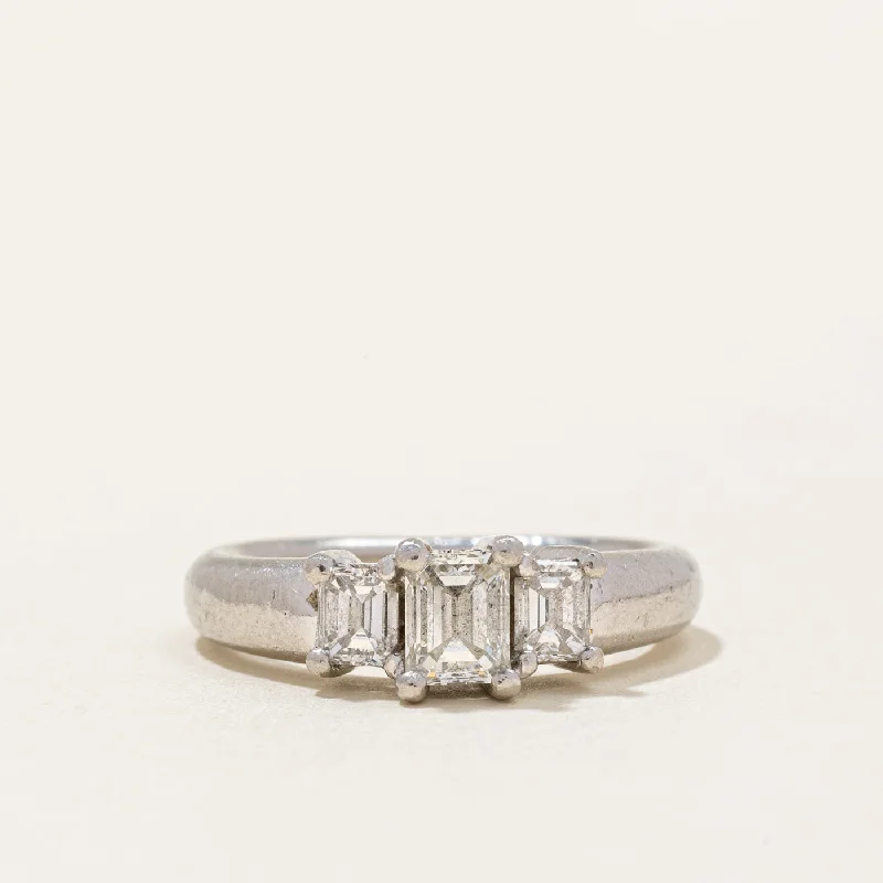 Buy More, Save More On Stunning Jewelry Designs Three Stone Emerald Cut Diamond Engagement Ring | 0.80ctw VS2/SI1 H | SZ 4.75 |