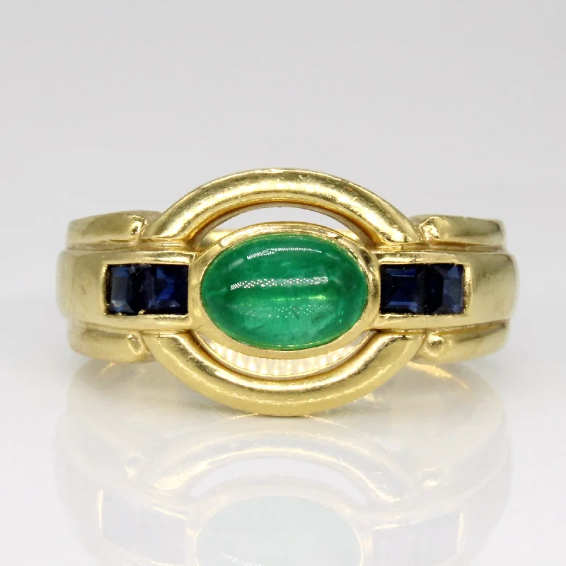 Luxury Handcrafted Jewelry For Elegant Looks Emerald & Sapphire Cocktail Ring | 0.85ct, 0.28ctw | SZ 6 |