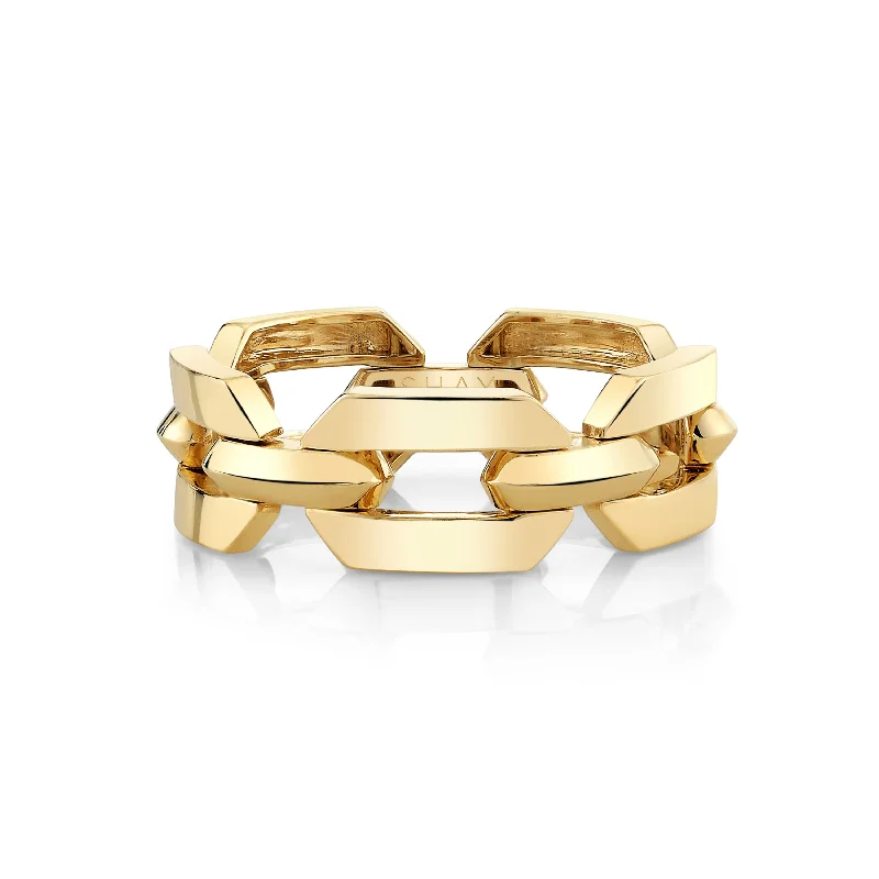 Discounted Jewelry For A Glamorous Look SOLID GOLD FLAT GEO LINK RING