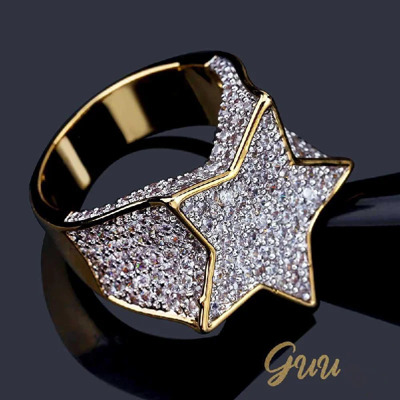 Personalized Jewelry Sale – Meaningful Gifts At Great Prices Gold-Plated Micro-inlay CZ Pentagram Ring