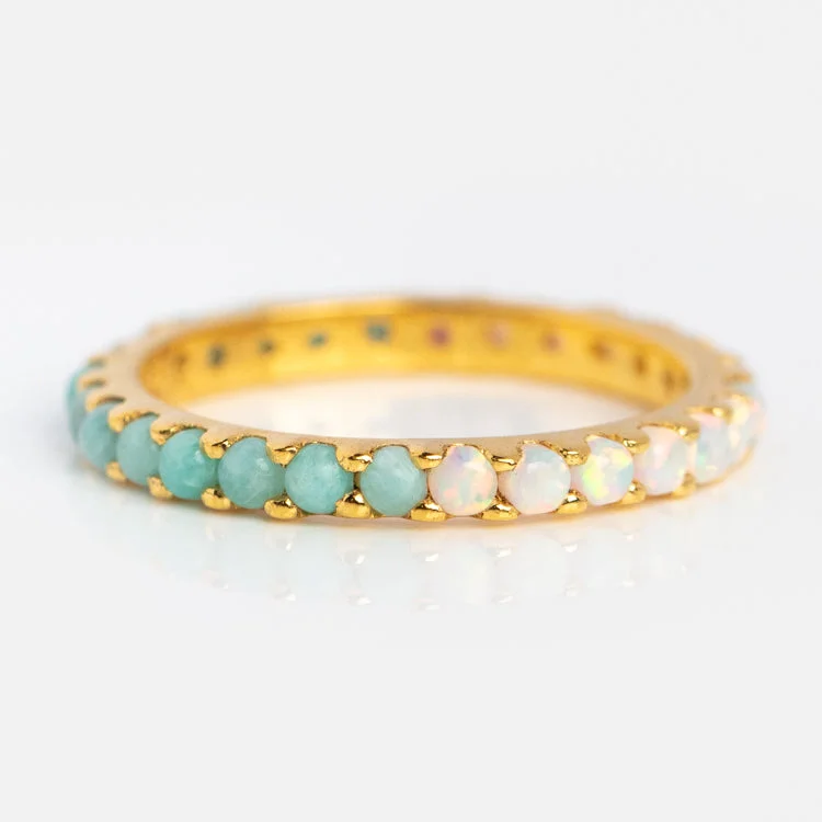 Luxury Meets Affordability – Jewelry Sale Now Live Indecisive Opal and Amazonite Eternity Band