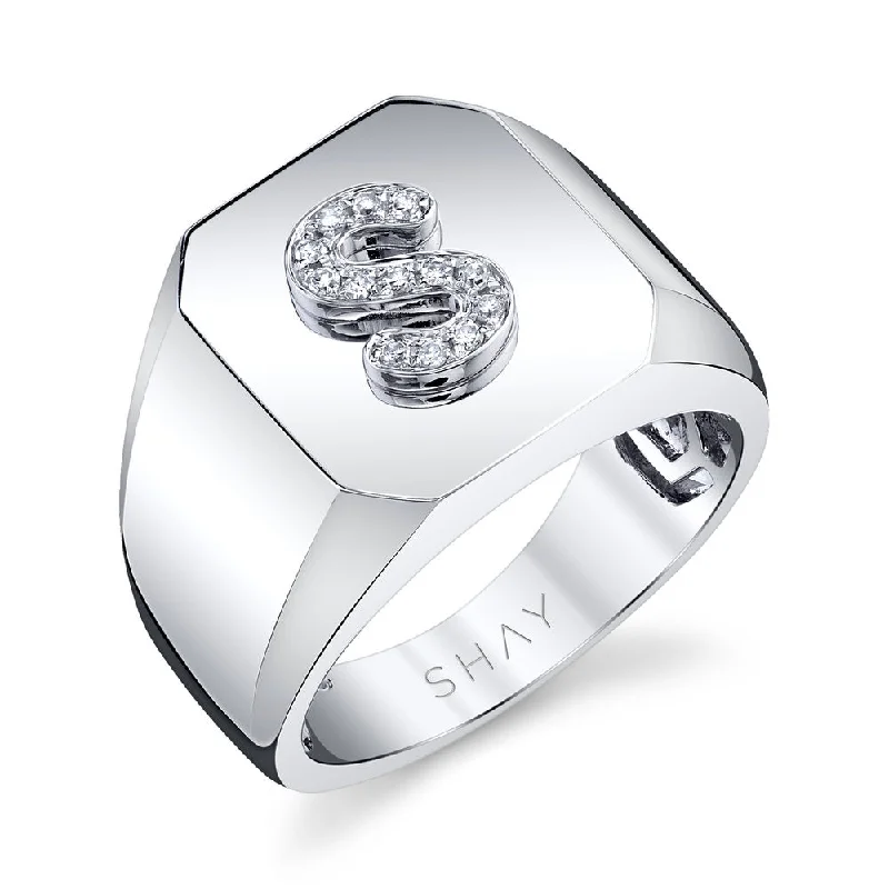 Premium Diamond Jewelry At Once-In-A-Lifetime Discounts MEN'S INITIAL GOLD CHAMPION SIGNET PINKY RING