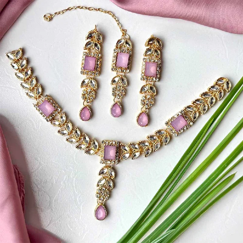 Elegant Rose Gold Jewelry For A Stylish Touch Insha Set (Light Pink)