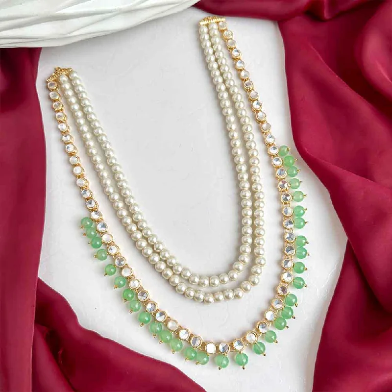 Eco-Friendly Sustainable Jewelry For Conscious Buyers Jeena Kundan Maala (Light Green)