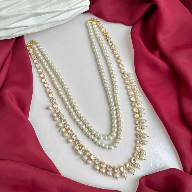 Exclusive Jewelry Bundles At Discounted Prices Jeena Kundan Maala (Pearl White)