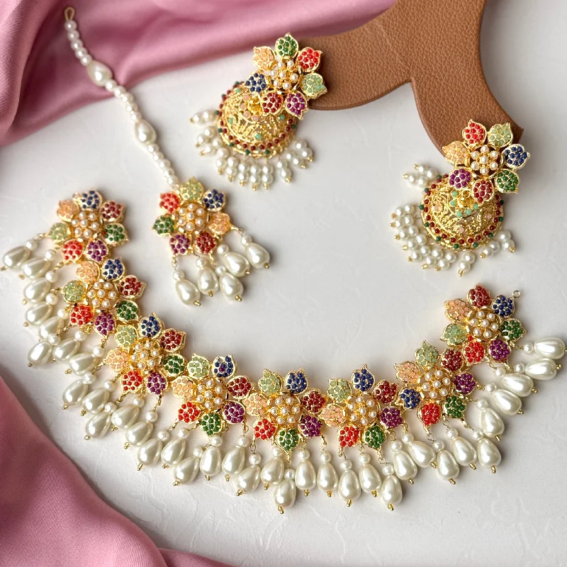 Handmade Pearl Jewelry For Timeless Elegance Kanwal Set (Multi)