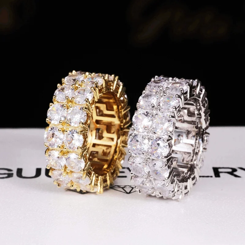 Don't Miss Out On Jaw-Dropping Jewelry Discounts Micro-inlay CZ Double Row Ring