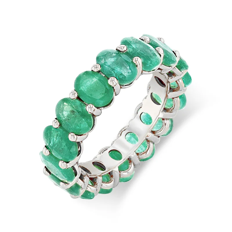 Get The Jewelry You Love At A Price You Love MEN'S EMERALD OVAL ETERNITY BAND