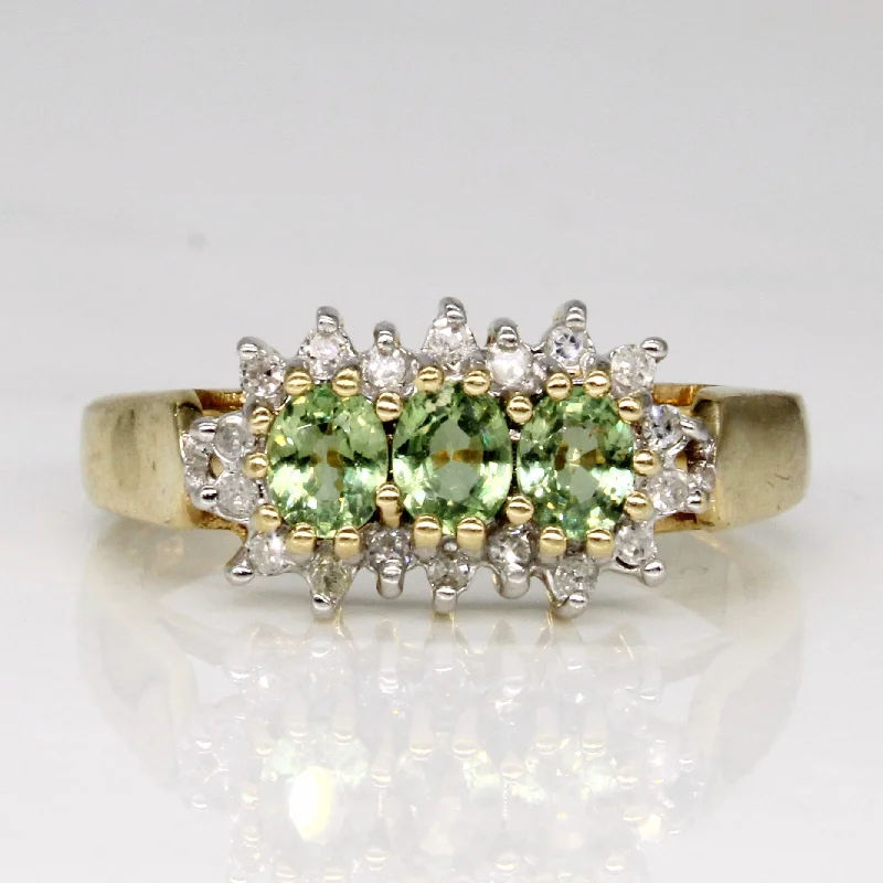 Unmissable Jewelry Clearance – Final Reductions Mint Green Sapphire & Diamond Ring | 0.45ctw, 0.09ctw | SZ 6.5 |