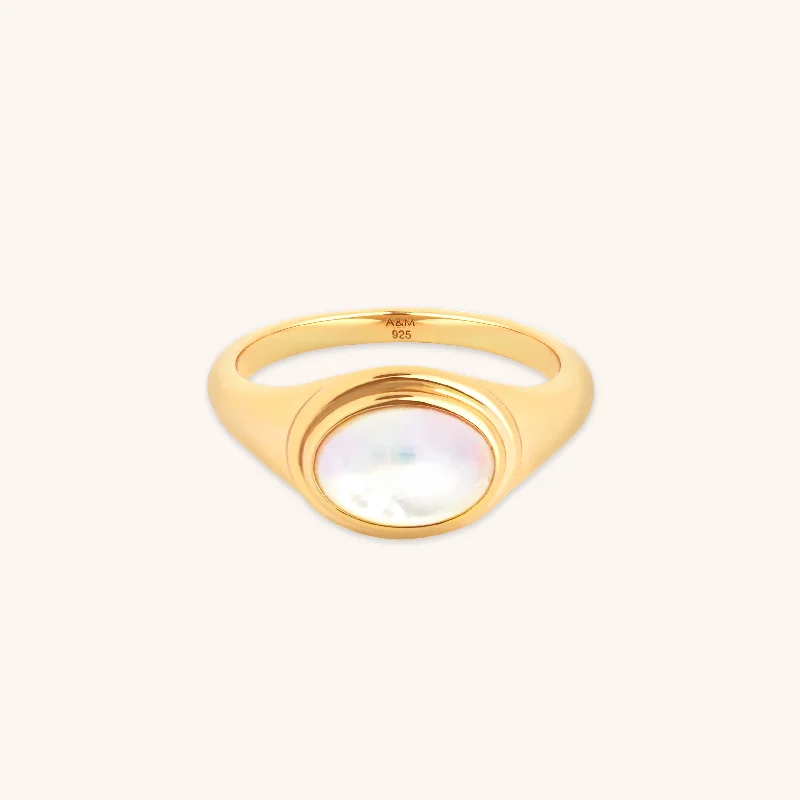 Elegant Jewelry, Exclusive Prices – Shop Now Mother of Pearl Cocktail Ring in Gold