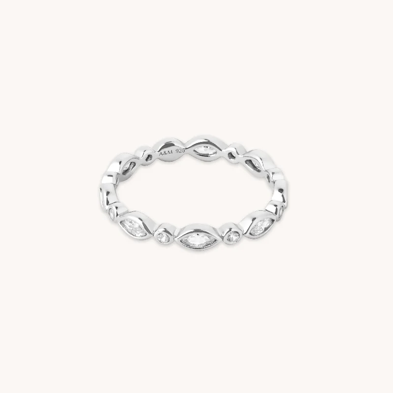 Limited-Stock Jewelry Sale – Shop Before It's Gone Navette Crystal Band Ring in Silver
