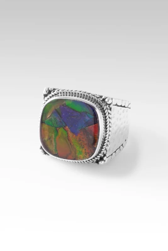 Shop Handcrafted Jewelry At Special Promotional Rates Peaceful Heart Ring™ in Ammolite Triplet