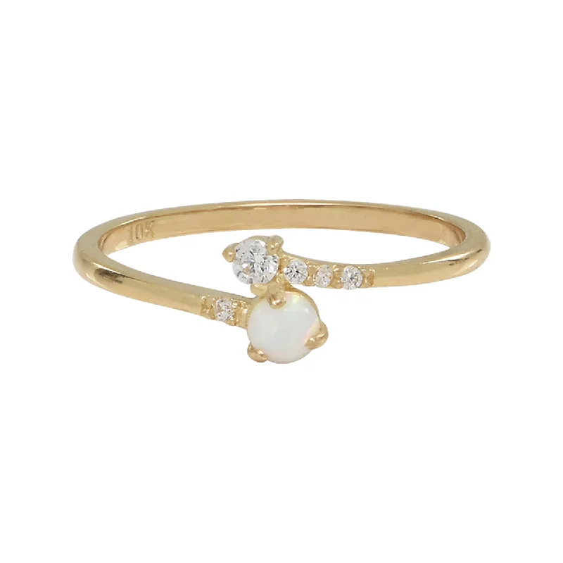 Chic And Stylish Jewelry At Exclusive Prices 10k Solid Gold Opal / CZ Ring