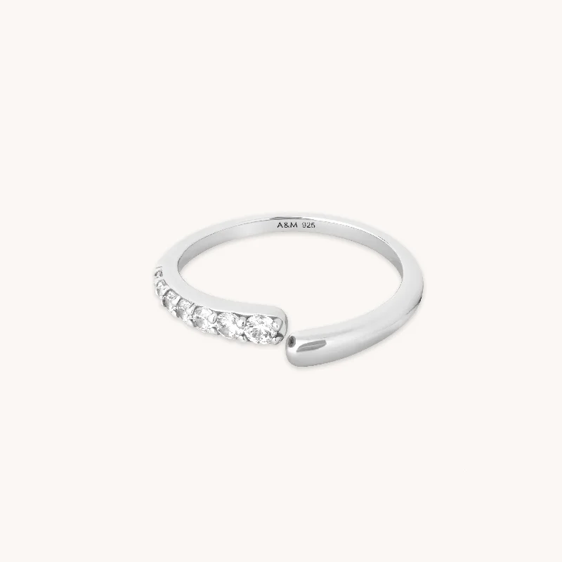 Grab Your Dream Jewelry At The Lowest Prices Orbit Crystal Open Ring in Silver
