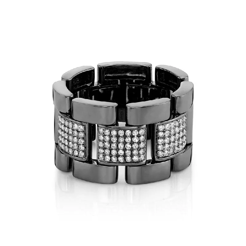 Elegant Designs, Unbeatable Discounts – Shop Jewelry Now MEN'S PARTIAL DIAMOND PAVE JOURNEY LINK RING